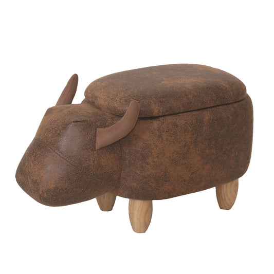 Faux Leather Highland Cow Foot Stool
