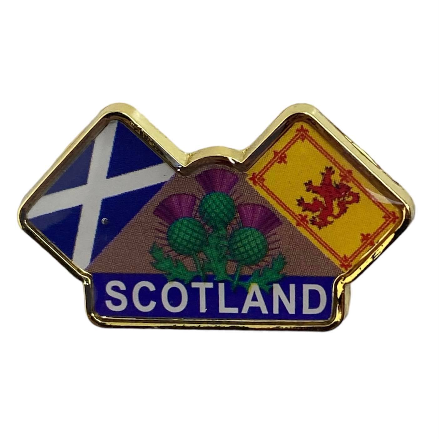 Saltire Lion Rampant Thistle Pin Badge