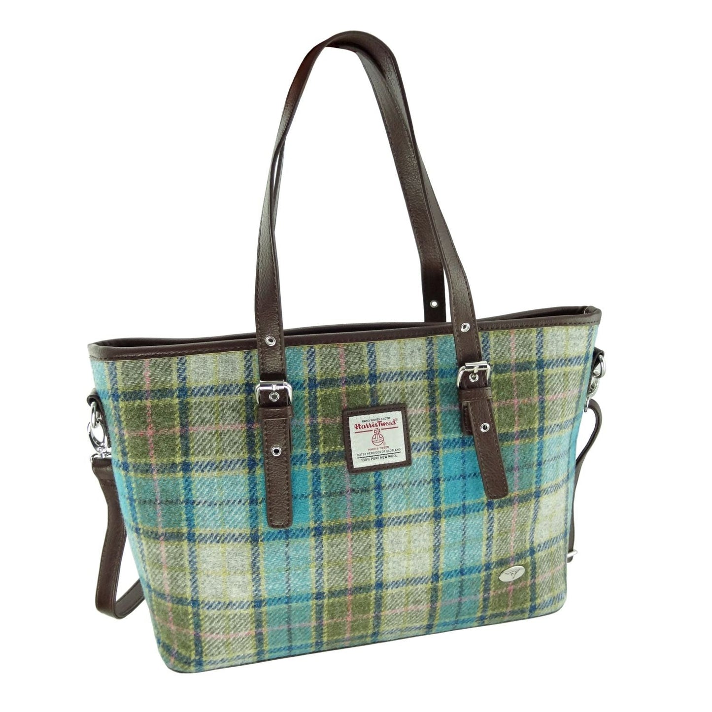 Turquoise & Sage Tartan Large Handbag