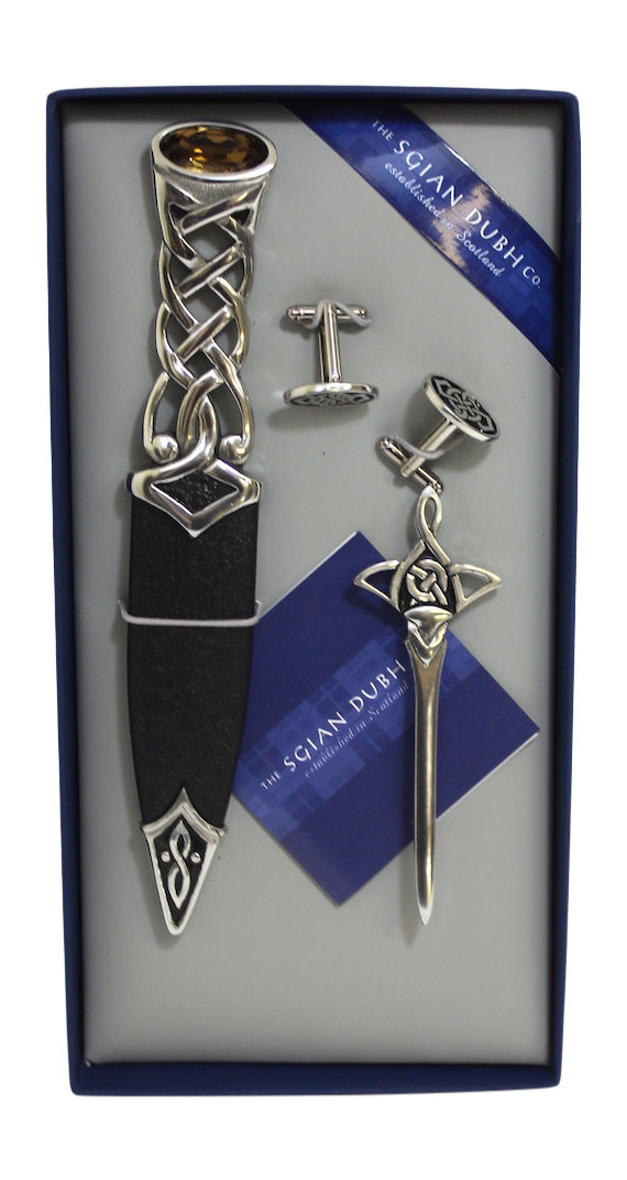 Tay 3 Piece Sgian Dubh, Cufflinks and Kilt Pin Gift Set