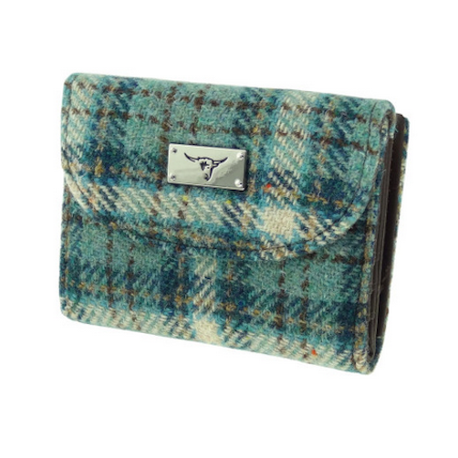 Duck Egg Blue & Cream Tartan Purse