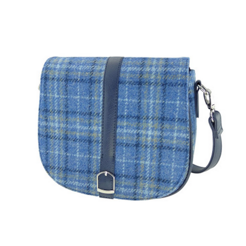 Light Blue And Yellow Tartan Shoulder Bag