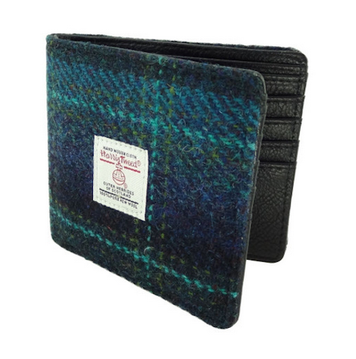 Navy Blue Turquoise Tartan Wallet