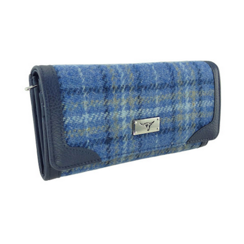 Light Blue And Yellow Tartan Long Purse