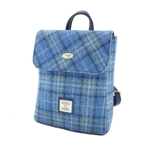 Light Blue Tartan Mini Backpack