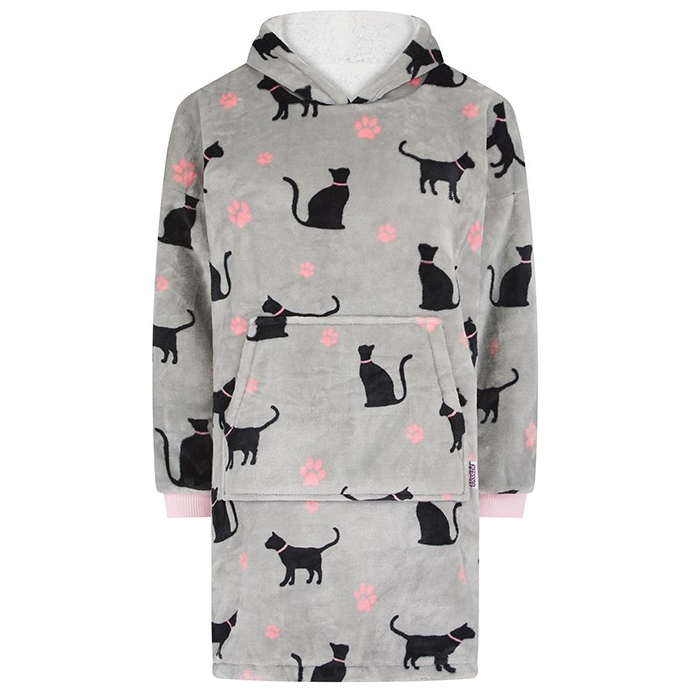 Grey Cat Childrens Hoodzie