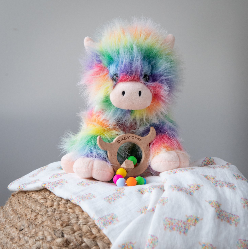 Super Cute Scottish Hairy Coo Baby Coo Fluffy Rainbow Plush Soft Toy ...