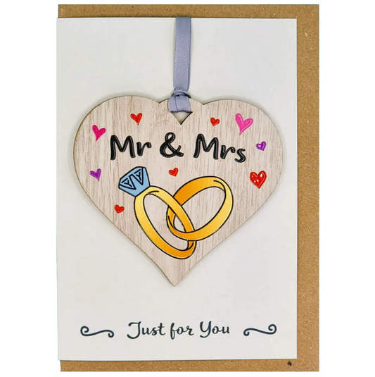 Mr & Mrs Wedding Wooden Hanger Card