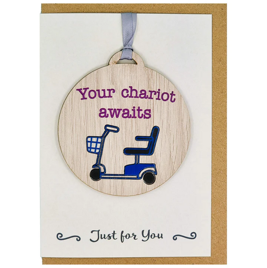 Your Chariot Awaits' Wooden Hanger Card