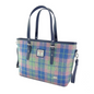 Pastel Blue Green Pink Tartan Large Handbag