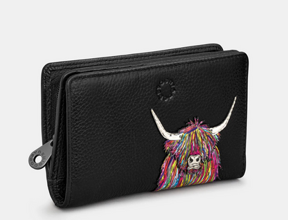 Black Leather Highland Cow Small Purse