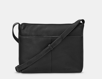 Black Leather Highland Cow Cross Body Bag