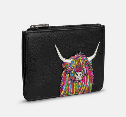 Rainbow Highland Cow Slimline Zip Top Purse