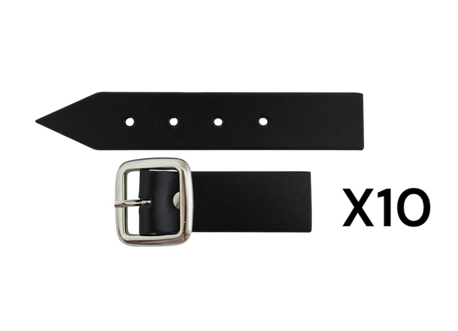 Black Kilt Strap & Leather Tab Buckle - 1" x10