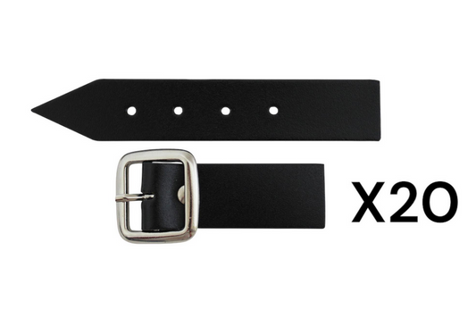 Black Kilt Strap & Leather Tab Buckle - 1" x20