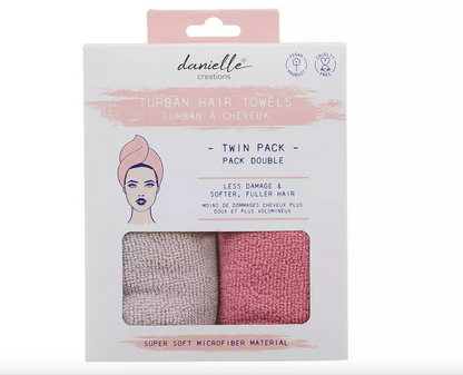 Twin Pack Lilac & Pink Hair Turban