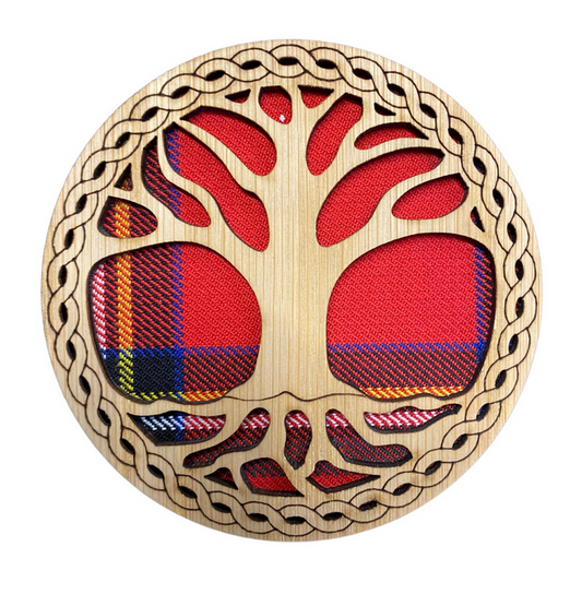 Wooden Tree Of Life Coaster - 3 Tartans