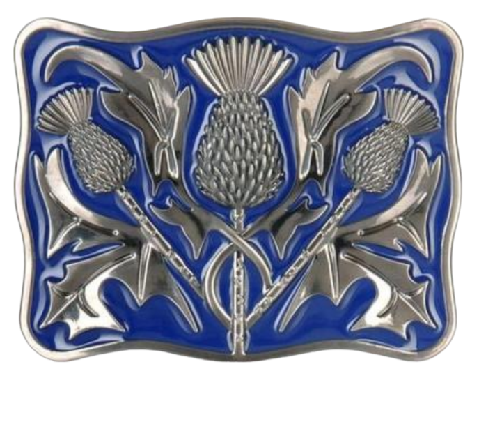 Blue Enamelled Antique Thistle Kilt Buckle