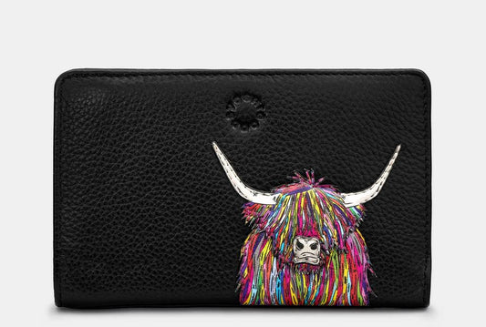 Black Leather Highland Cow Small Purse