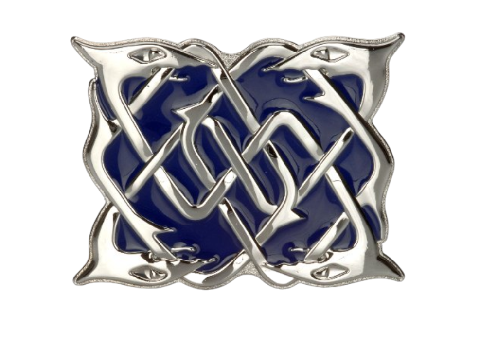 Blue Enamelled Chrome Serpent Kilt Buckle