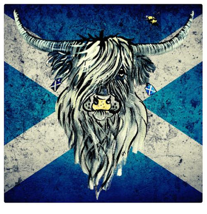 Scotty' Highland Cow Saltire Print