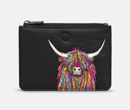 Rainbow Highland Cow Slimline Zip Top Purse