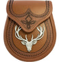 Semi Dress Tan Leather Sporran Stag Badge