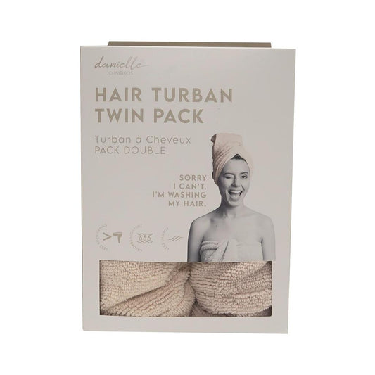 Twin Pack Grey & Cream Hair Turban